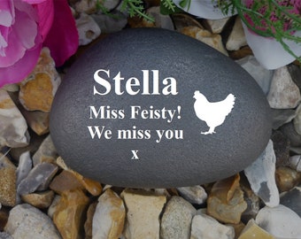 Personalised Pebble (Stone Effect) - Pet Memorial - Weatherproof - Personalised  - Chicken