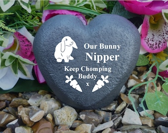 Rabbit Memorial - Heart - Weatherproof - Personalised - Freestanding - Lop eared rabbit