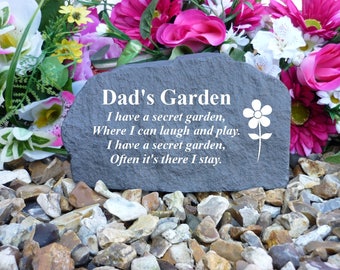 Garden Rock (Stone Effect) Personalised - Weatherproof - Secret Garden - Mum / Dad