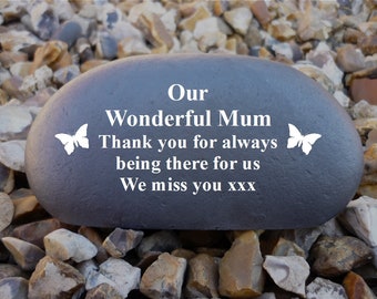 Personalized Pebble (Stone Effect) - Personalized - Weatherproof - Medium - Butterflies