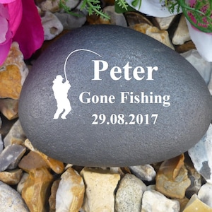 Personalised Pebble - Memorial - Weatherproof - Personalised  - Fishing