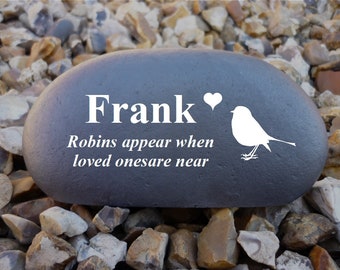 Personalized Pebble (Stone Effect) - Personalized - Weatherproof - Medium - Robin