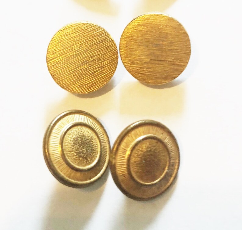 13 mm Round Metal Textured Vintage Buttons 3 sets of two