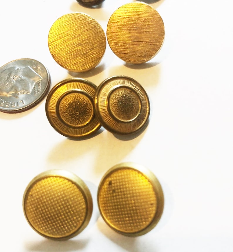 13 mm Round Metal Textured Vintage Buttons 3 sets of two