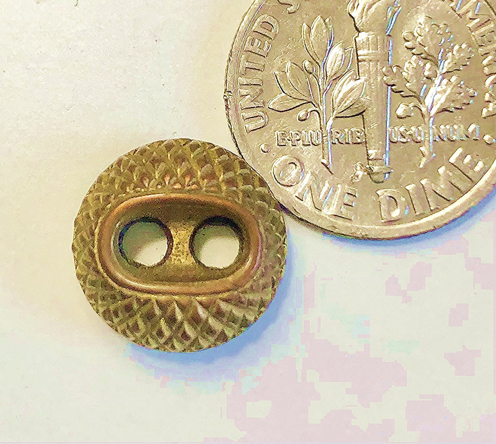 Textured 2 Holes Brass Buttons Set of 4 Etsy