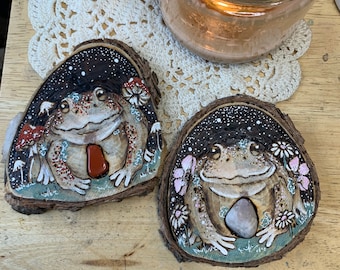 Cottagecore BullFrog/mushroom ornaments/magnets/wall decor