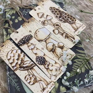 Mushroom Cottagecore wood burned bookmarks