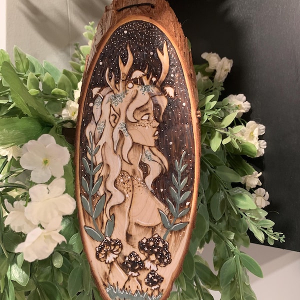 Decoración de pared o estante con forma de hongo ninfa con detalles de Cottagecore