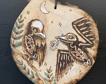 Skull birds pastel goth wall decor