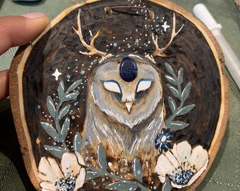 Cottagecore Crystal owl flowers ornaments/magnets/wall decor
