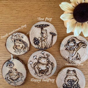 Cottagecore detailed Frog/mushroom coasters