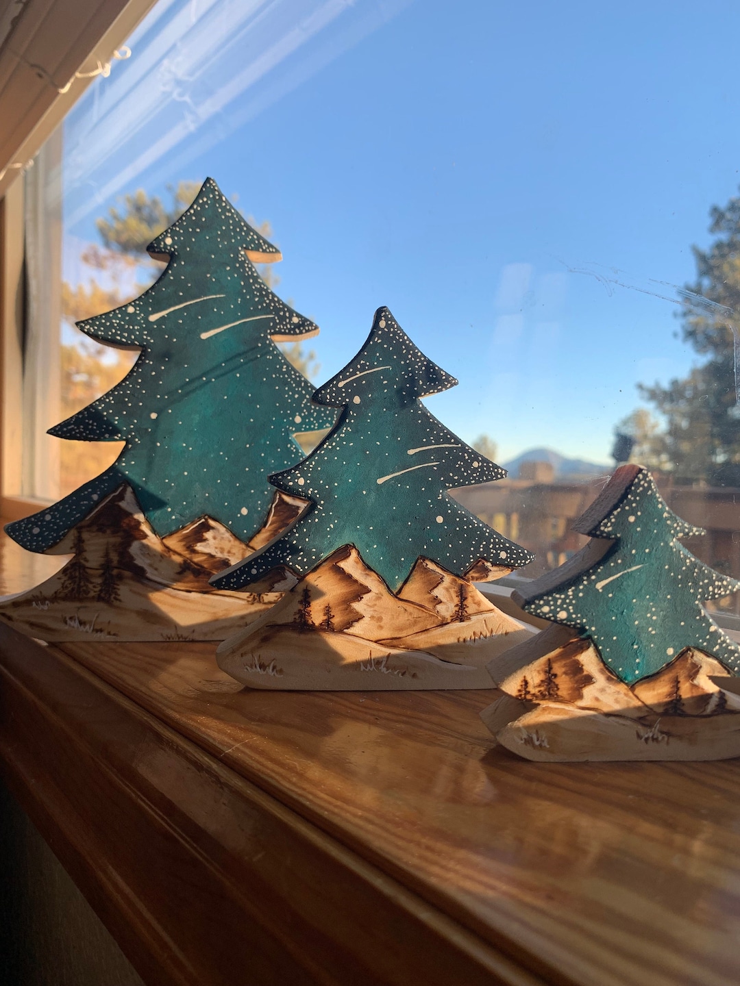 Winter/christmas Tree Aurora Borealis/northern Lights Shelf Decoration