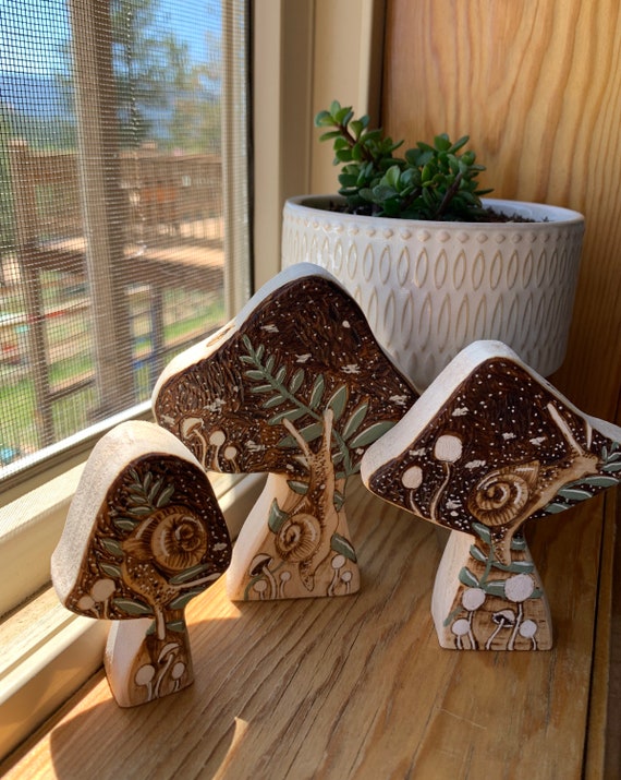 Cottagecore Detailed Snail/mushroom Shelf Decor Etsy Australia