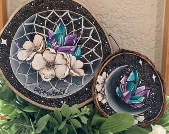 Dream Catcher, crystal, moon, flower wall decor