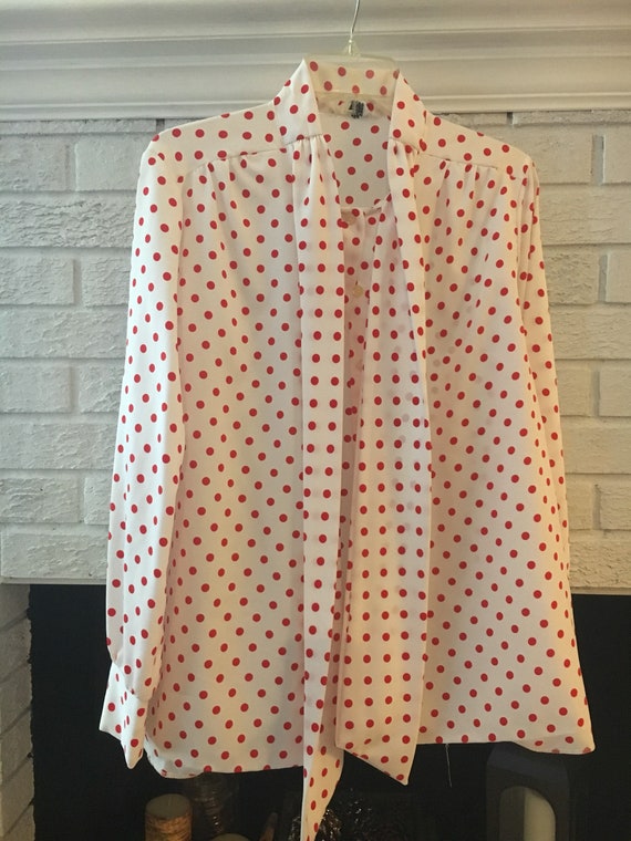 Vintage Morlove polka Dot Top Blouse with Attached