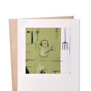 Arroser Can Carte de vœux, Jardin illustré Thème Carte d’anniversaire,