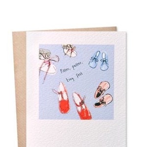 New Baby Shoes Illustrated Greetings Card, Baby Shoes Announcement Card Royaume-Uni