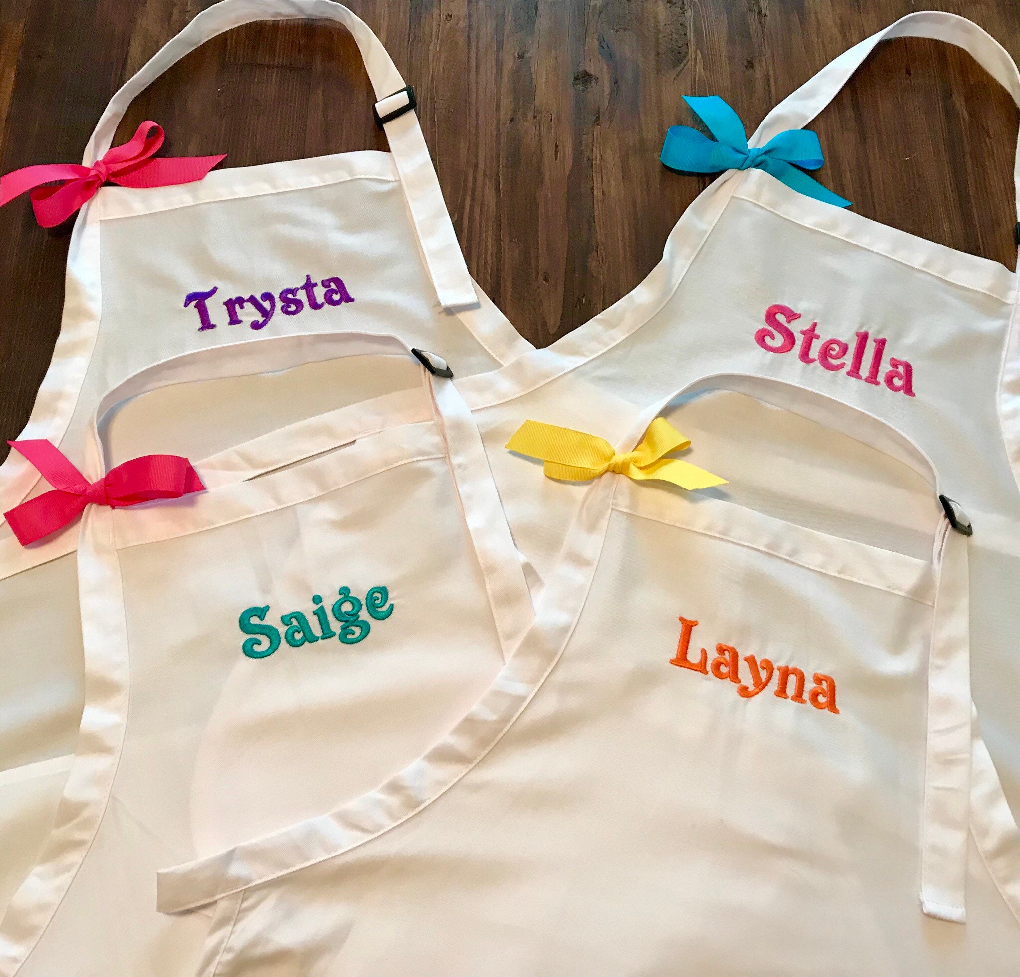Personalized Kids Apron with Pockets Embroidered Kids Apron Etsy