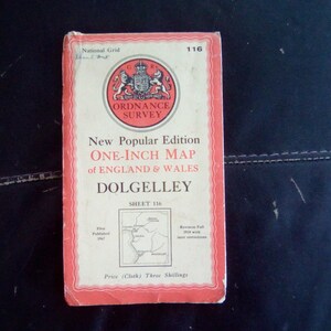 Vintage Cloth Ordnance Survey Map - Dolgelley