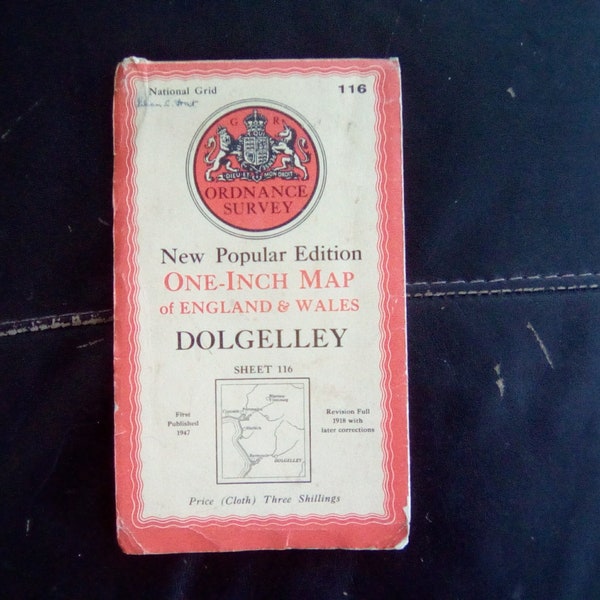 Vintage Cloth Ordnance Survey Map - Dolgelley