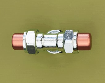 Copper and Chrome T Knob, Drawer Knob, Cabinet Knob, Knobs and Pulls, Kitchen Cabinet Furniture
