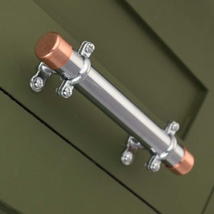 Chrome Bar Handle with Brackets (Thick-bodied)