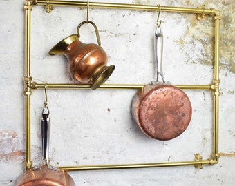 Brass Pot and Pan Rack - Wall Mounted