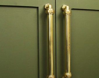 Brass Pillar Pull Handle, Cabinet Hardware, Kitchen Handles, Knobs and Pulls, Strong Door Handles, Made in Britain