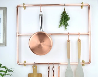 Copper Pot and Pan Rack - Wall Mounted Rail