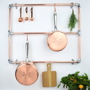 Copper Pipe Utensil and Pan Hanging Rail Solid Brass Fittings 