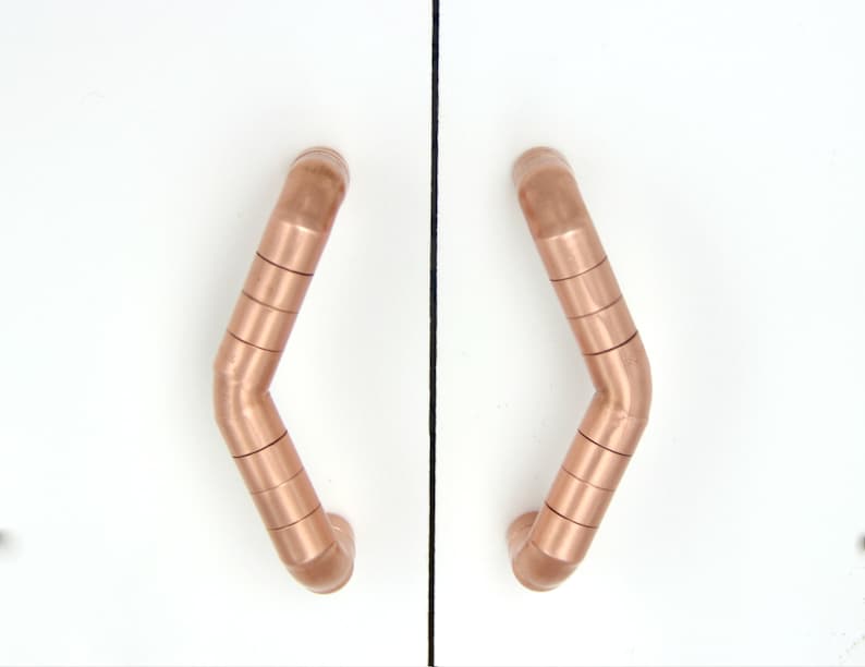 Long Copper ridged V HandlePull Handle Contemporary Drawer Pull Kitchen Door Handle-pull handles-copper handles-copper hardware-copper