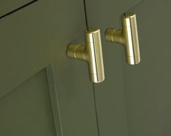 Messing hoogglans T knop, lade pull, kabinet hardware, messing keukenkast knoppen, trekt, kabinet pull, lade handgrepen, messing trekt