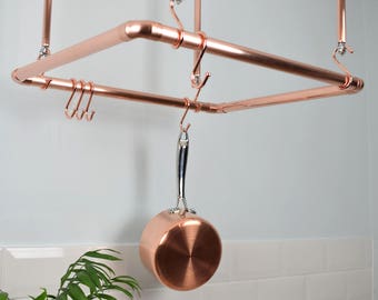 Copper Ceiling Pot and Pan Rack-pan rack-pan rails-kitchen pot and pan hangers-kitchen storage