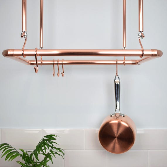 Copper Ceiling Pot And Pan Rack Pan Rack Pan Rails Kitchen Pot Etsy