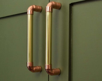 Messing U-Pull handgreep met koperen detail