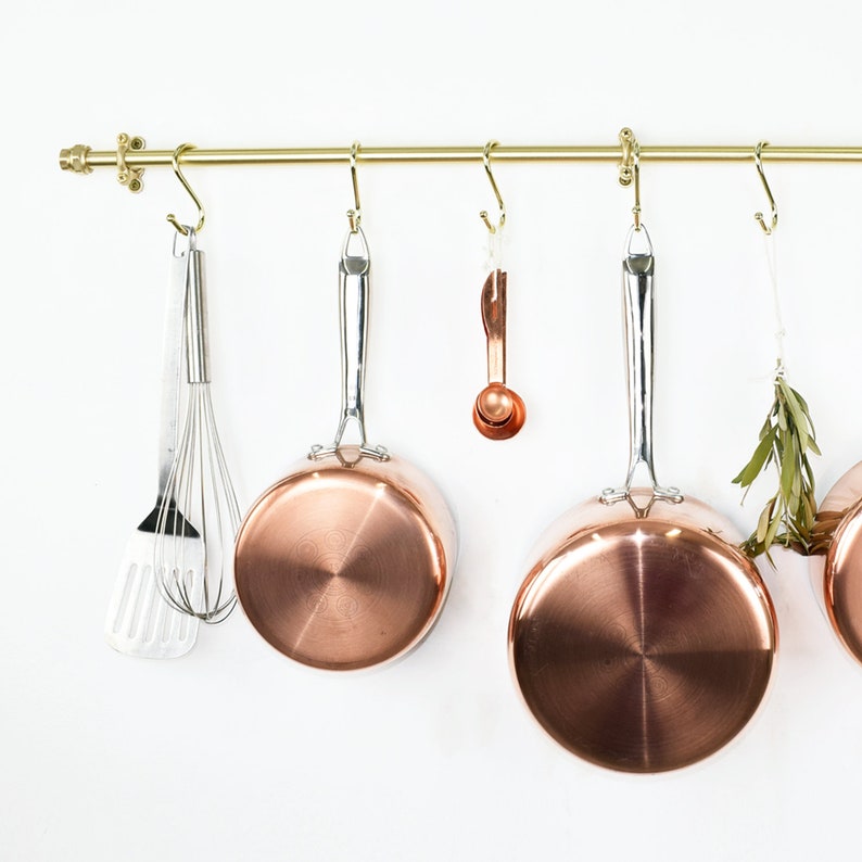 Brass Pot and Pan Rail Kitchen Storage Brass Hanging Rail Etsy