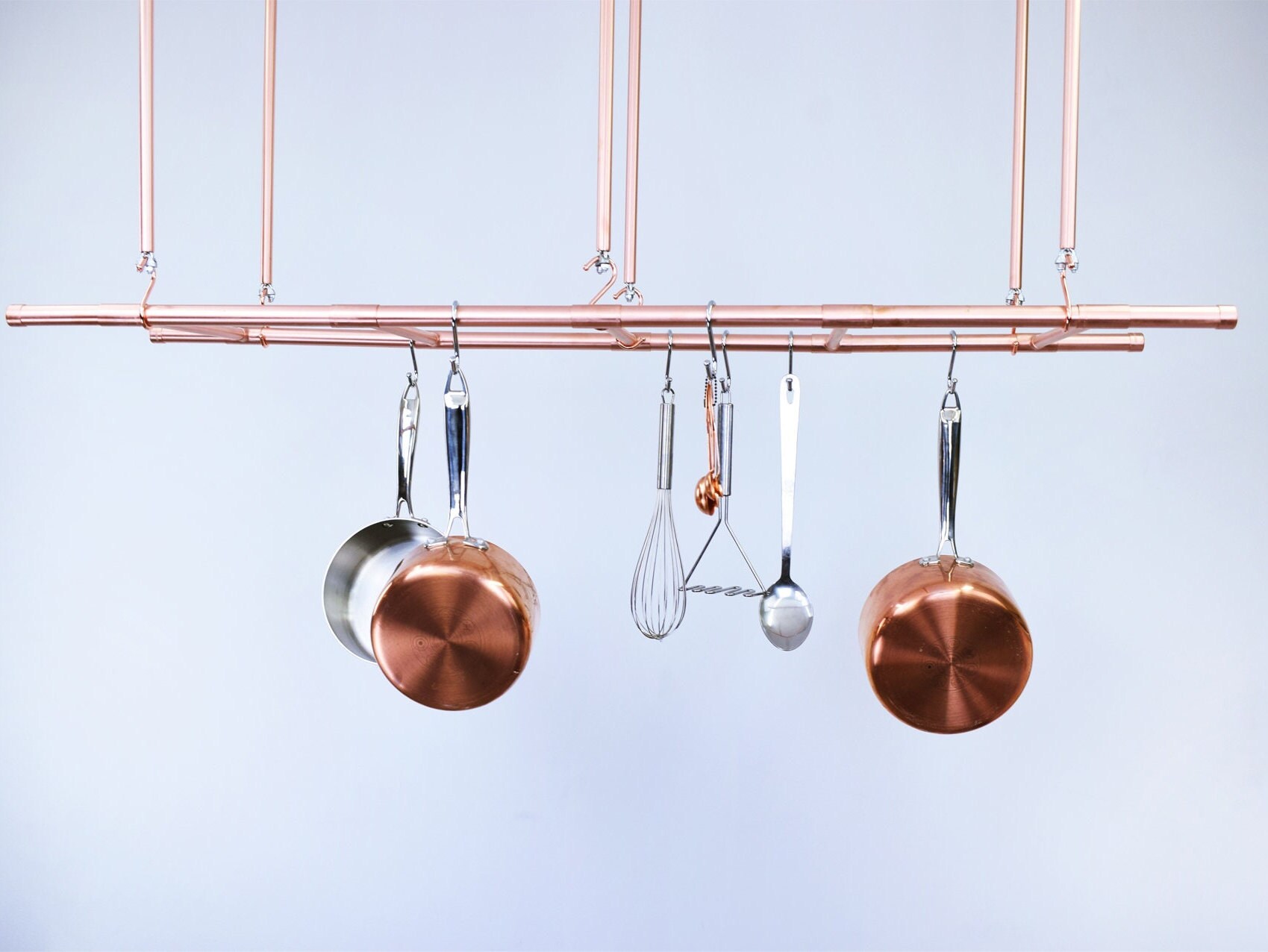 Ceiling Mounted Copper Pot and Pan Ladder Rack - Etsy