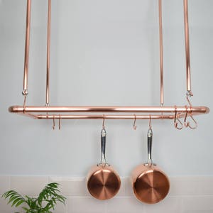 Copper Ceiling Pot and Pan Rack, Rectangular Shaped image 2