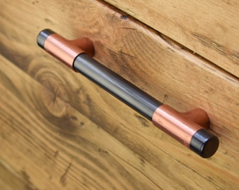Matt Black Handles - Copper T Pull Drawer Handle with Satin Mix