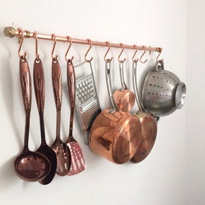 Hanging Pan Rails and Pan Racks, heavy duty copper rails