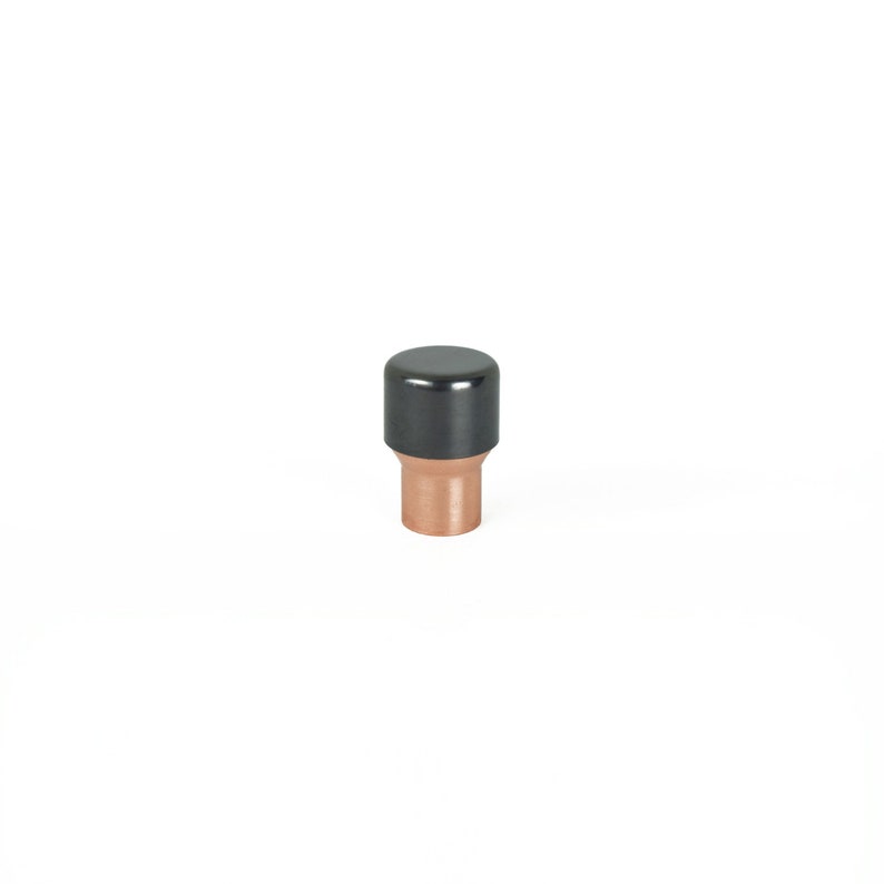 Matt Black Copper Raised Knob with Satin Mix Mainly Black image 1