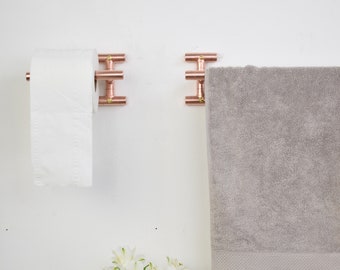 Copper Bathroom Set I-mounted - towel bar - washroom Accessories - towel rack set - toilet paper holder