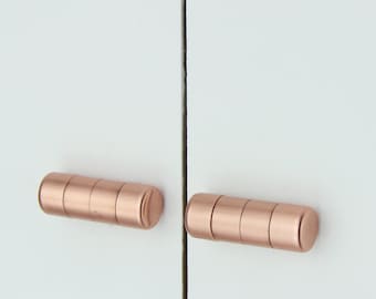 Modern Copper Ridged Knob. Contemporary Drawer Pull, Handle, Cabinet knob. Kitchen Cabinet knob. Kitchen Door Handle-copper knob-copper