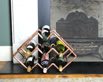 Unique, Handmade Copper Wine Rack, Wine Storage,