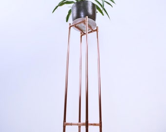 Tall Slim Copper Plant Stand