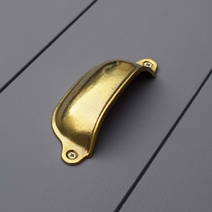 Brass Cup Finger Pull, Brass Cupboard & Drawer Handles Knobs, Kitchen Pulls Cup Door Drawer, Old Cottage, cabinet furniture