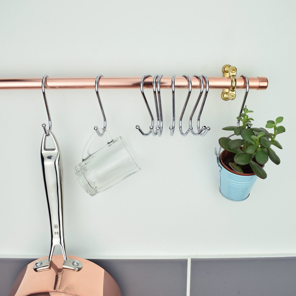 Crochets Chrome S. Pan-Hooks-Pots-Chrome-Hooks-Kitchen-Hooks-Chrome Pan Hooks-Chrome Kitchen Hanging