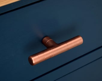 Kupfer T Pull mit ridging Detail, Schubladenzug, Schrankzug, Kupfer-Hardware-Schubladengriffe-Kupfergriffe-Kupfergriffe-Kupfergriffe-Kupfer-Hardware