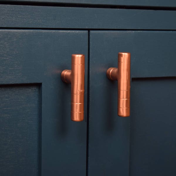 Modern Copper T Bar Knob. Contemporary Drawer Pull, Handle, Knob. Cabinet knob, Kitchen Cabinet knob-knobs and pulls-Kitchen Door Pulls.