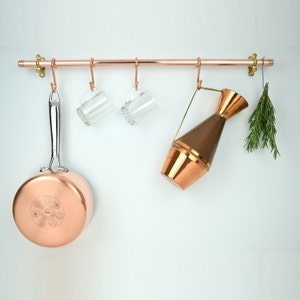 Copper Pot And Pan Rail, Pan Organizer, Kitchen Storage, Utensil Storage Holder, pan rails-copper rails-copper pot and pan hangers-handmade